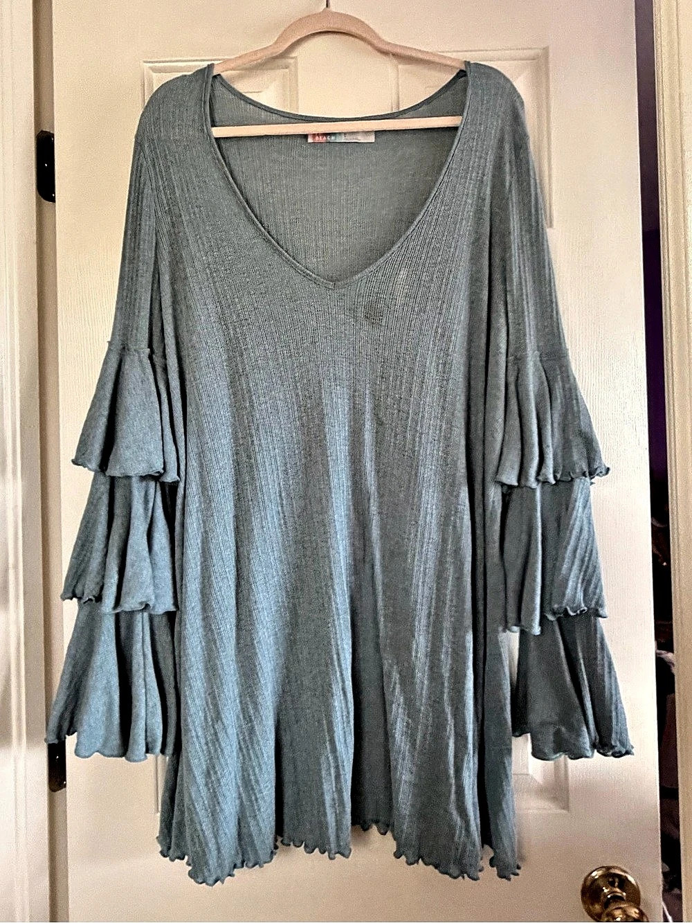 Free People Blue Tiered Sleeve Mini Dress